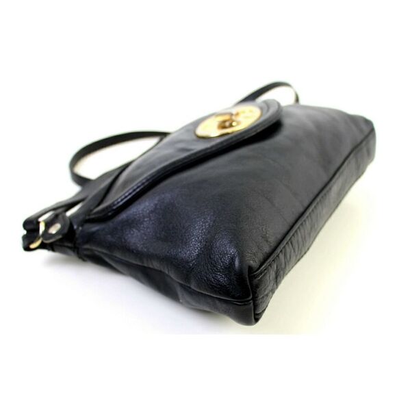 EMMA FOX BLACK GENUINE LEATHER CHAIN STRAP CLUTCH X-BODY SHOULDER BAG HANDBAG - Picture 7 of 12